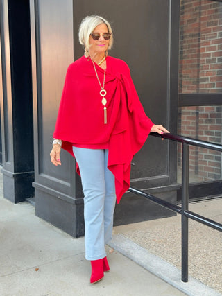 LULU-B RED RUFFLE SLEEVE TOP LULU-B