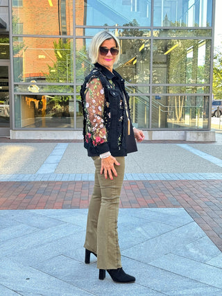 Ethyl The Long  Olive Lean Flair Jean - Elevated ETHYL JEANS