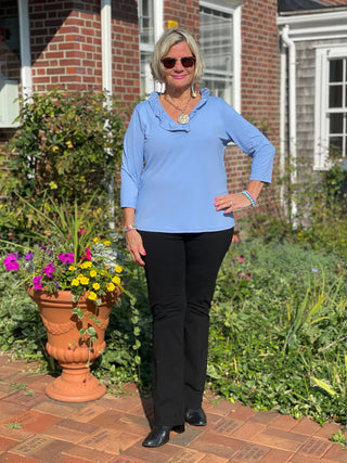 LULU-B SOLID LIGHT PERRI RUFFLE TOP LULU-B