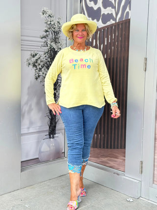 LULU-B YELLOW BEACH TIME SWEATER LULU-B