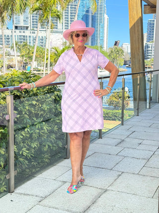 LULU B PINK CHIC HALF ZIPPER SHORT SLEEVE DRESS LULU-B