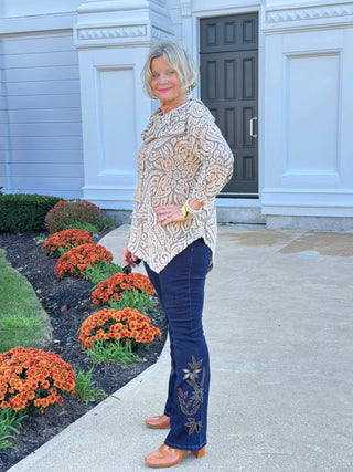 HOLIDAY BEIGE JACQUARD TOP Cathys Place