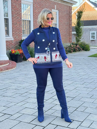 NAVY CABLE CARDNAL VEST Cathys Place