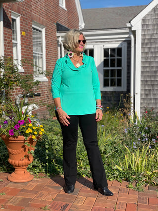 LULU-B SOLID MINT RUFFLE TOP LULU-B