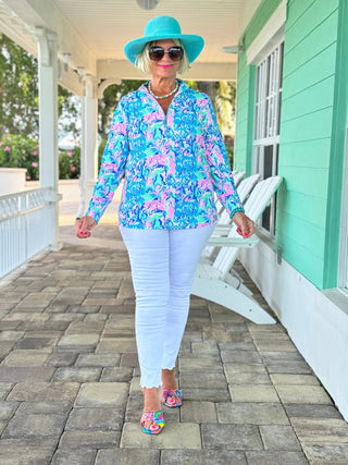 SPLASH OF PINK  HALF ZIPPER LULU-B