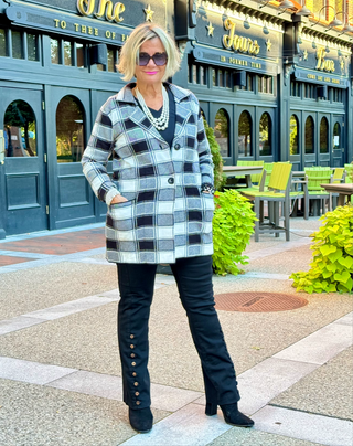 Ethyl Luxe Check Knit Jacket - Trooper ETHYL JEANS
