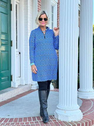 LULU-B SHADES OF BLUE ZIPPER DRESS LULU-B