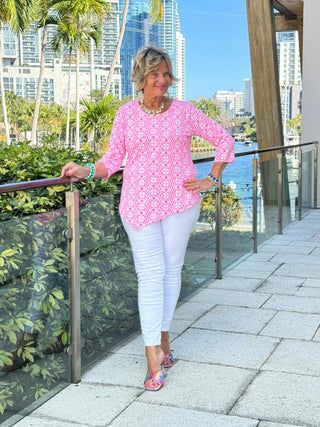 LULU B TROPIC PETALS ASYMMETRIC TOP LULU-B