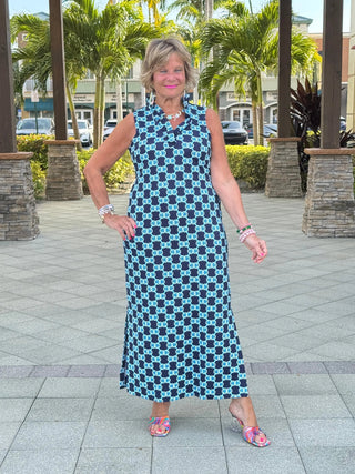 BLUE MEDALLION RUFFLE MAXI LULU-B