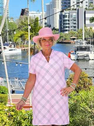 LULU B PINK CHIC HALF ZIPPER SHORT SLEEVE DRESS LULU-B