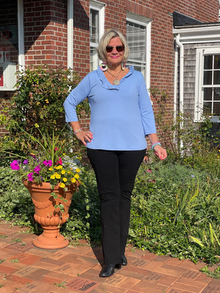 LULU-B SOLID LIGHT PERRI RUFFLE TOP LULU-B