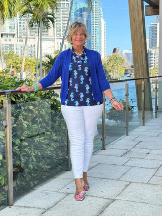 LULU B MIDNIGHT REEF SLEEVELESS RUFFLE TOP LULU-B