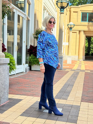 LULU-B SIZZLE BLUE ASYMMETRIC TOP LULU-B