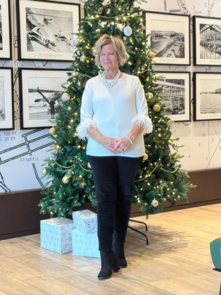 LULU-B WHITE CASHMERE FRINGE TOP LULU-B