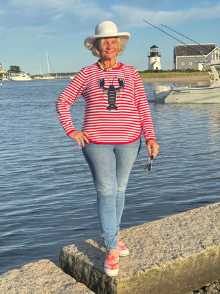 RED STRIPED LOBSTER SWEATER Cathys Place