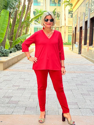 LULU-B RED TAILORED SLEEVE TOP LULU-B