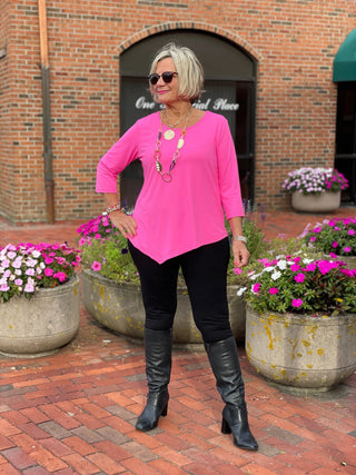 LULU-B HOT PINK ASYMMETRIC TOP LULU-B