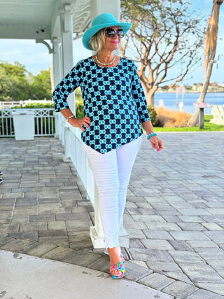 BLUE MEDALLION ASYMMETRICAL TOP LULU-B