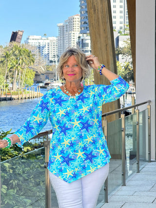 LULU B STARFISH SPLASH ASYMMETRIC TOP LULU-B