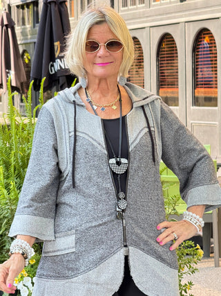 Hoodie Tunic with Contrast Bind Cathys Place