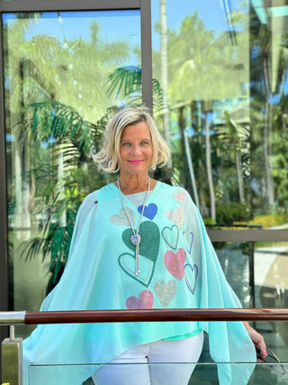 SWAROVSKI CRYSTAL SEAFOAM HEART TOP KOKOMO