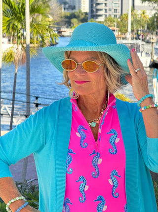 LULU B SEAHORSE BAY MIDI SLEEVELESS 1/4 ZIP MAXI DRESS LULU-B