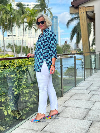 BLUE MEDALLION TUNIC LULU-B