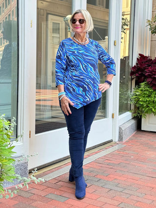 LULU-B SIZZLE BLUE ASYMMETRIC TOP LULU-B