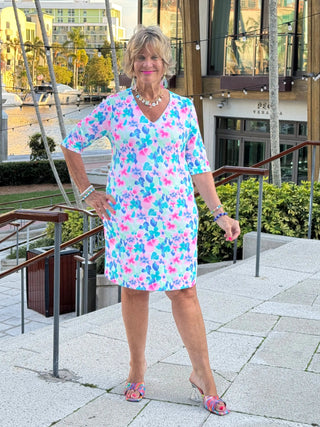 PINK PETALS ELBOW DRESS LULU-B