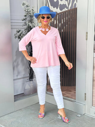 LULU-B CLEAR PINK TAILORED V TOP LULU-B