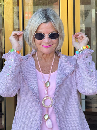 LULU-B CITY LIMIT PINK FRINGE JACKET LULU-B