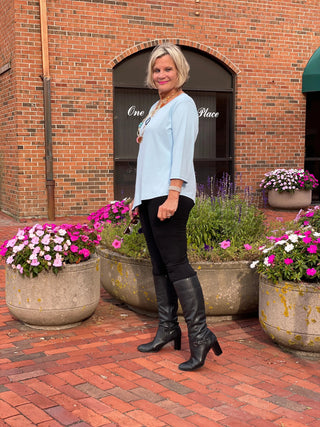 LULU-B SOFT BLUE ASYMMETRIC TOP LULU-B