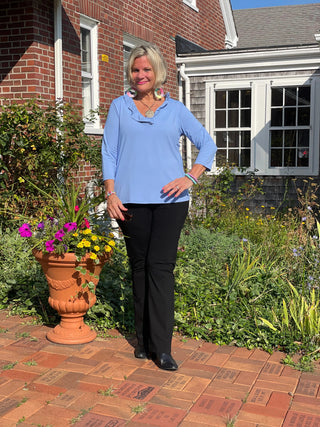 LULU-B SOLID LIGHT PERRI RUFFLE TOP LULU-B