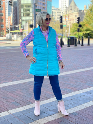 LULU-B AQUA PUFFER VEST LULU-B