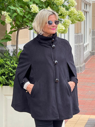 Black Womens Cape Poncho Coat Cathys Place