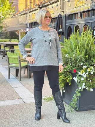 Crisscross Tunic with Sheer Hem Cathys Place