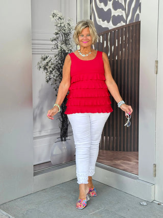 LULU-B CRIMSON RED CHA CHA TANK LULU-B