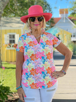 PALM BEACH GARDEN SHORT SLEEVE TOP LULU-B
