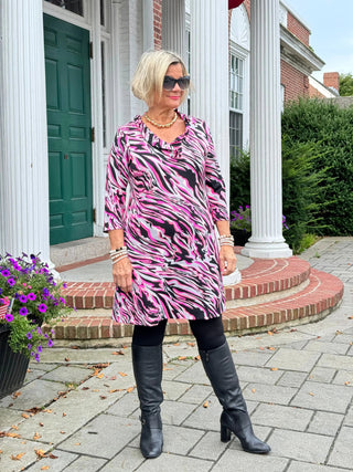 LULU-B SIZZLE PINK RUFFLE SLEEVE DRESS LULU-B