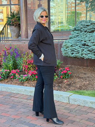 Crystal Zipper Cardigan with Collar Black Cathys Place