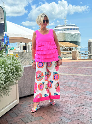 TROPICAL SEASHELL PALAZZO CATHYS RESORTWEAR