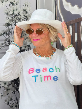 LULU-B WHITE BEACH TIME SWEATER LULU-B