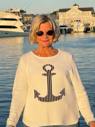 WHITE ANCHOR SWEATER LULU-B