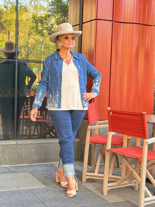 DENIM LACE FLOWER JACKET ETHYL JEANS