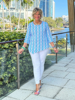 LULU B COASTAL BLOOM ASYMMETRIC TOP LULU-B