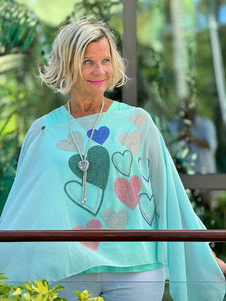 SWAROVSKI CRYSTAL SEAFOAM HEART TOP KOKOMO