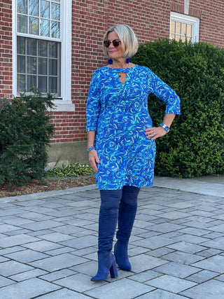 FANTASIA BLUE KEYHOLE BLU DRESS LULU-B