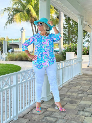 SPLASH OFF PINK ASYMMETRICAL TOP LULU-B