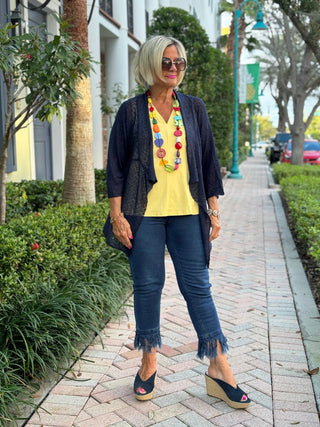 LULU-B NAVY FRINGE CAPRI - Cathys Place
