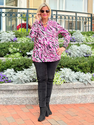 LULU-B SIZZLE PINK HALF ZIPPER TOP LULU-B